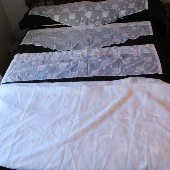 Vintage Sheer White Curtain Set 4 Pieces Valance